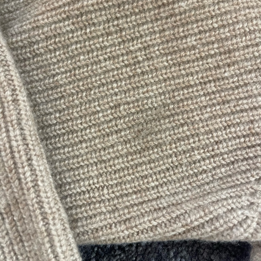 Quince Women's Cream Brown Cardigan Sweater - Picture 3 of 6